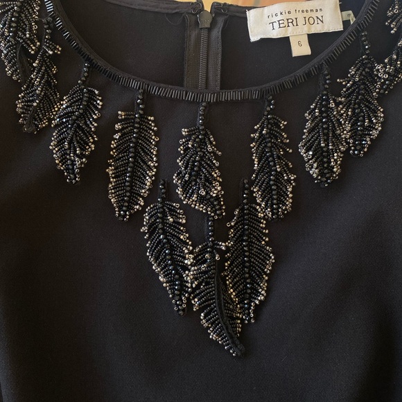 NWT Rickie Freeman for Teri Jon Black Detail Formal Evening Dress Size 6 - Picture 4 of 14